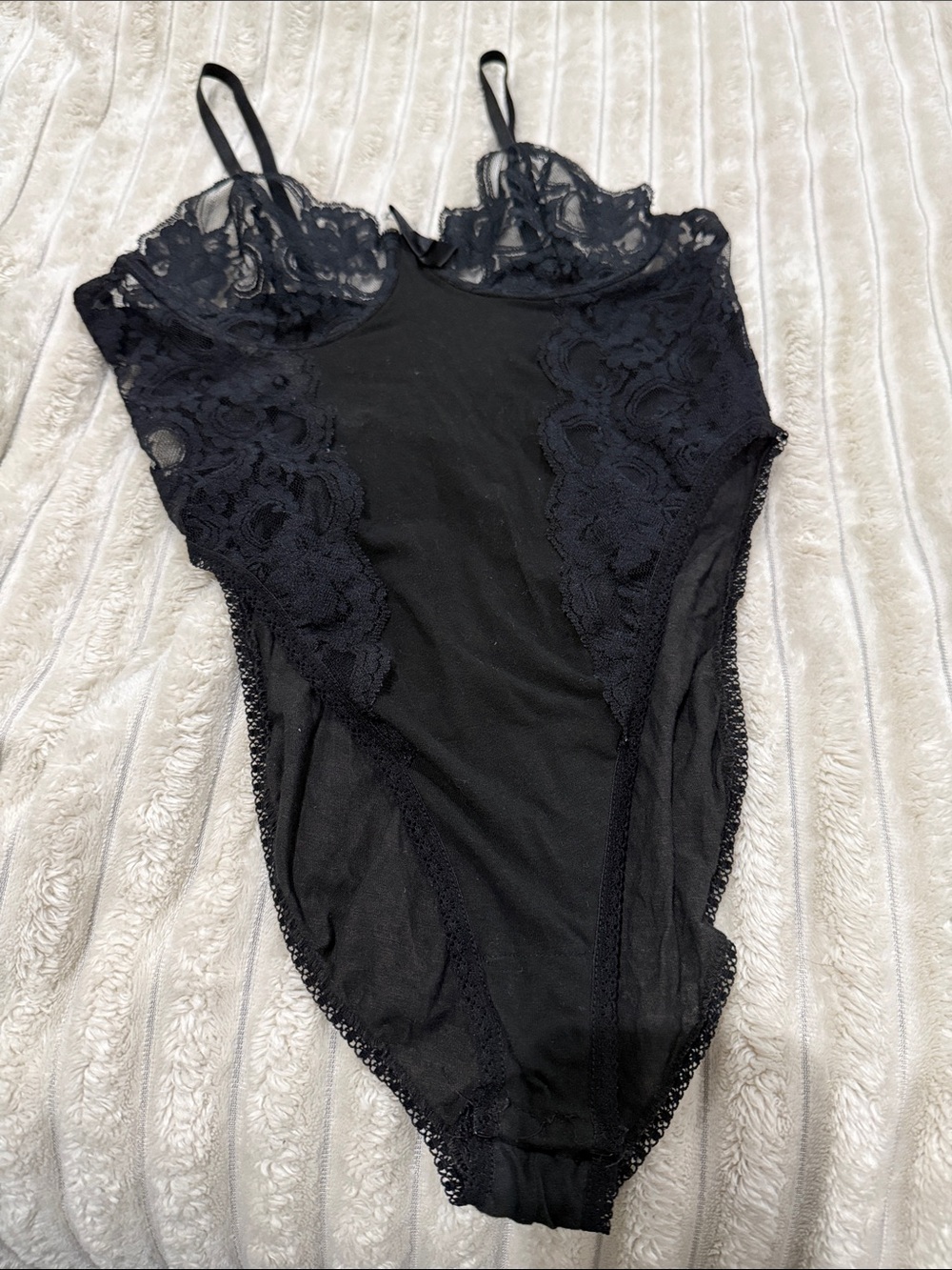 Victoria's Secret Black Lace Sheer Bodysuit